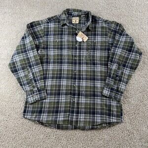RedHead Shirt Mens Large Green Plaid Flannel Long Sleeve Button Down Casual